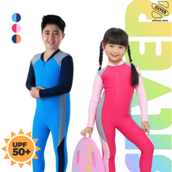 Baju Renang Silver UPF Child Lengan Panjang Magenta